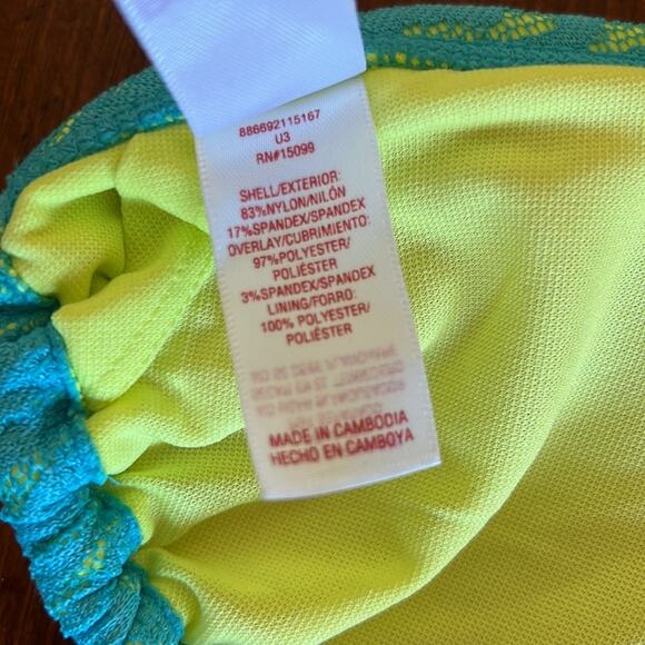 Bongo Junior Size M Blue & Yellow Neon Lace String Bikini Top - Picture 6 of 6